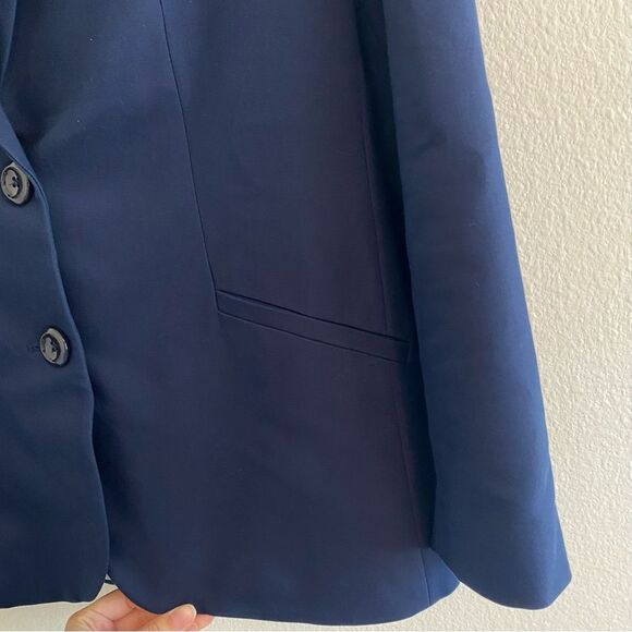 Chico’s Navy Blue 2 Button Blazer Jacket Polka Dot Lining Women’s Chicos Size 1 - Picture 4 of 9